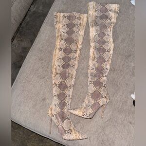 SNAKESKIN THIGH HIGH BOOTS